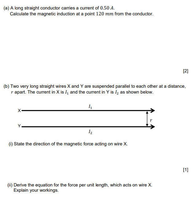 Solved (a) A long straight conductor carries a current of | Chegg.com