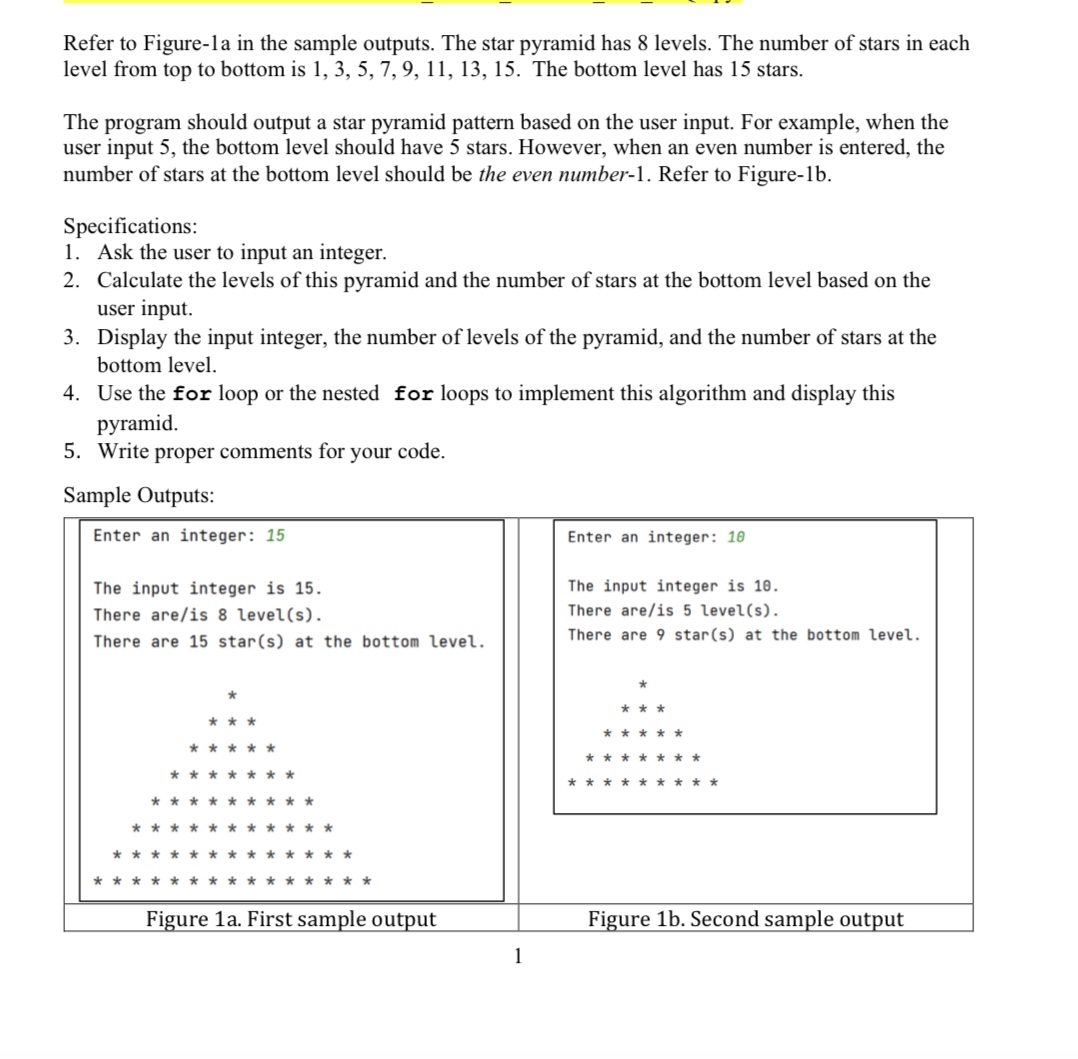 Solved Refer to Figure-1a in the sample outputs. The star | Chegg.com