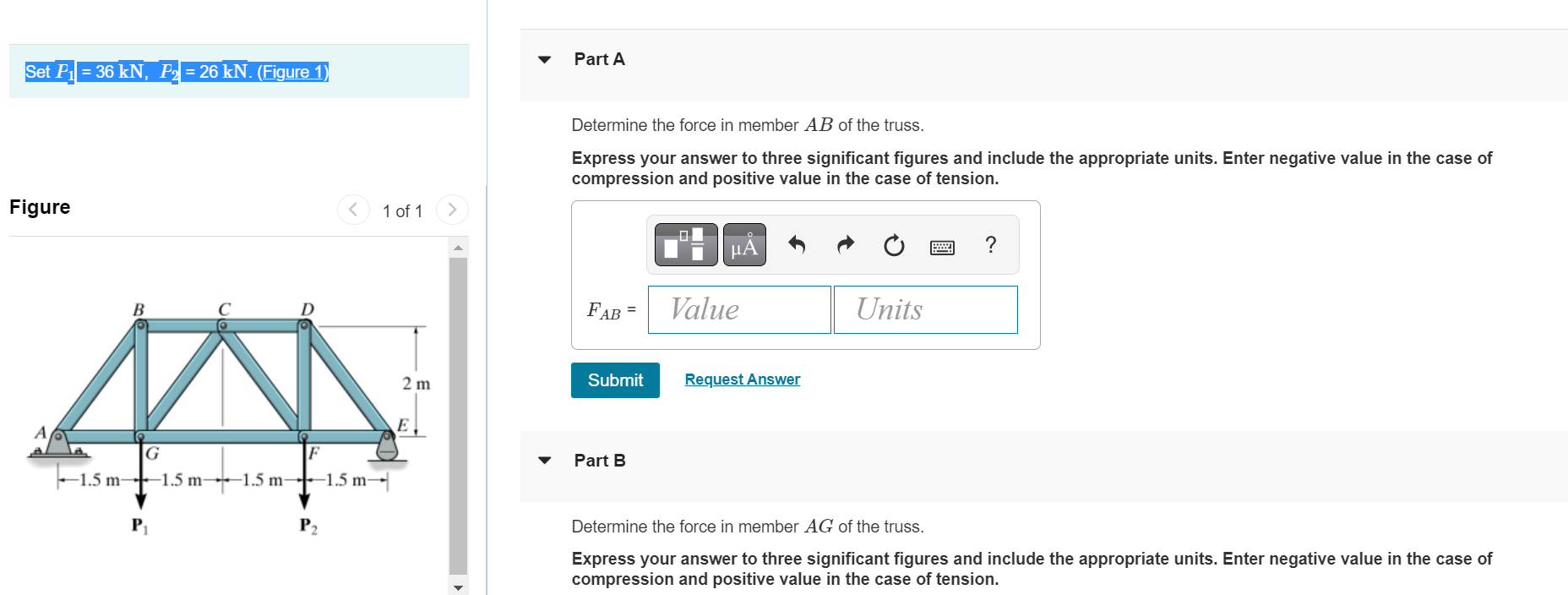 Solved Determine The Force In Member AB Of The Truss. | Chegg.com