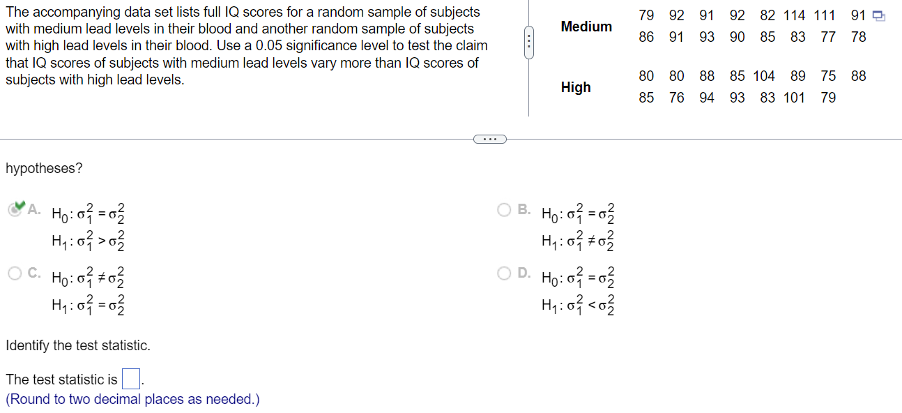 Solved Medium The accompanying data set lists full IQ scores | Chegg.com