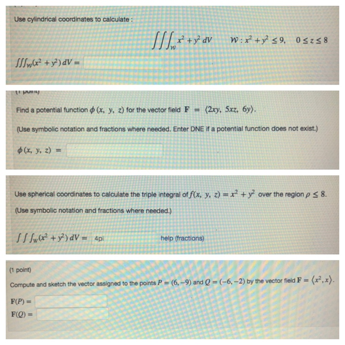 Solved Use cylindrical coordinates to calculate: Find a | Chegg.com