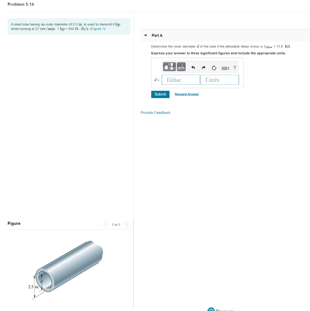 Solved Problem 5.14 A steel tube having an outer diameter of | Chegg.com