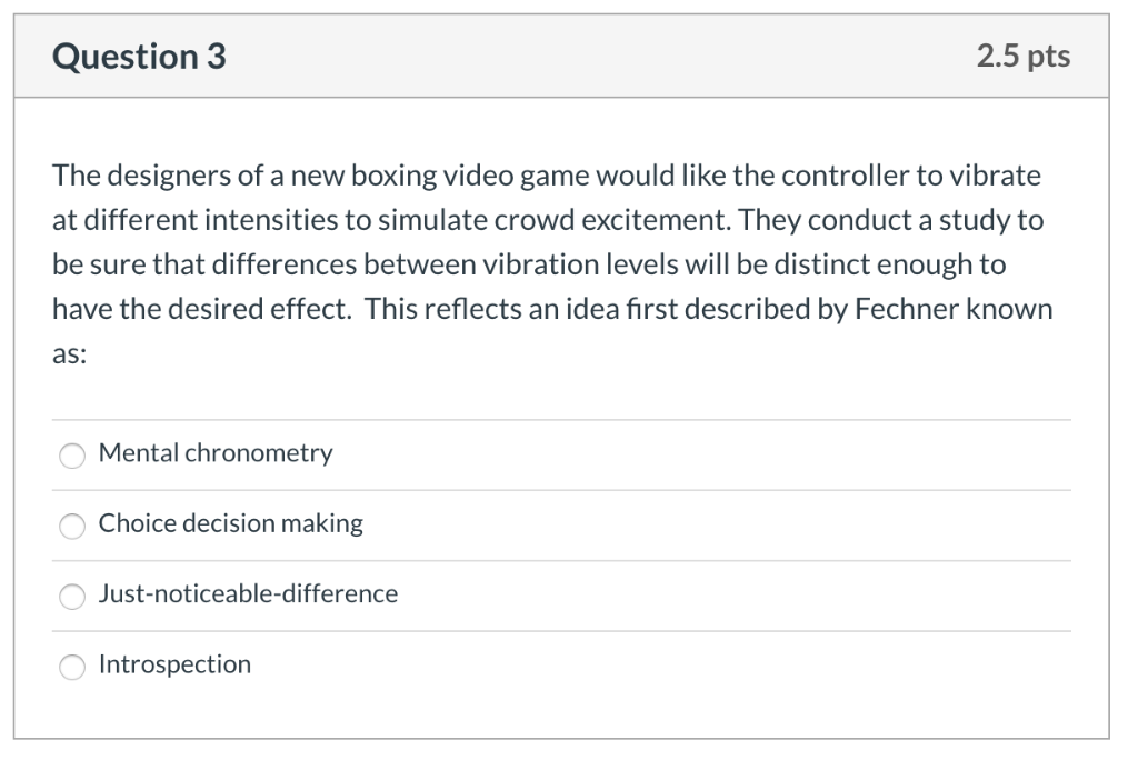 Solved Question3 2.5 pts The designers of a new boxing video | Chegg.com