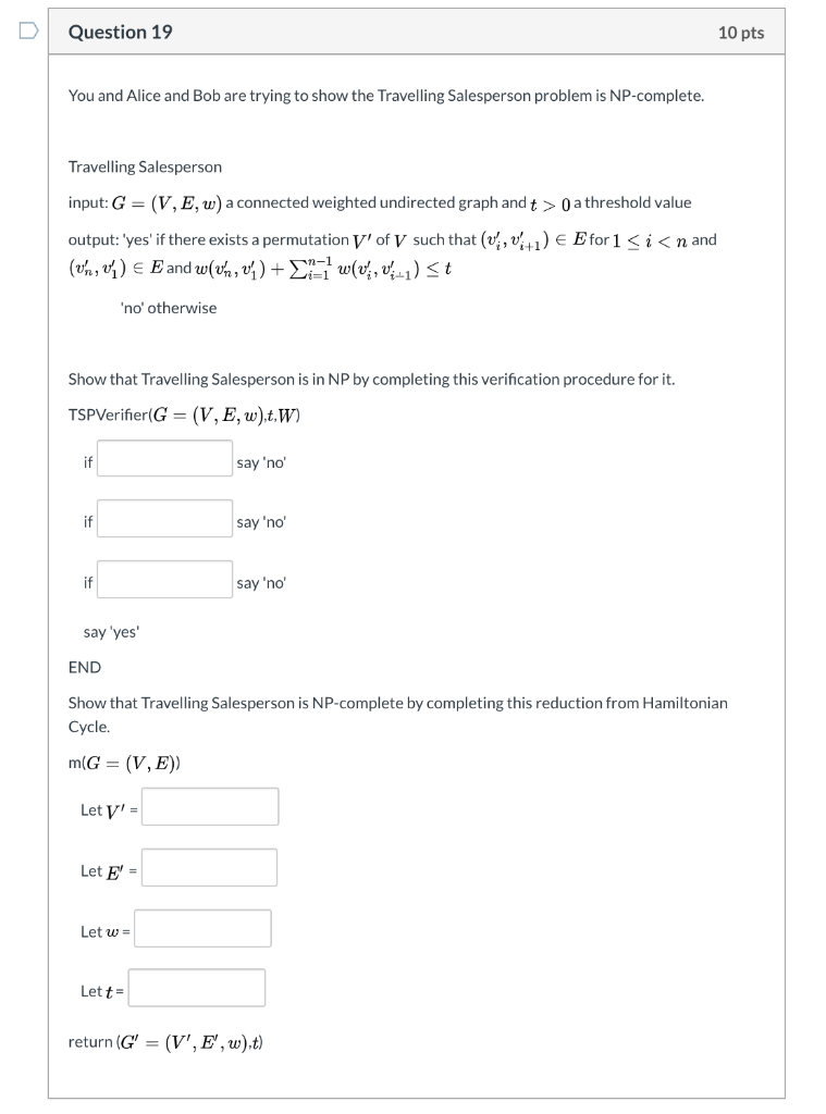 This is Computer Science Algorithm Question Please | Chegg.com