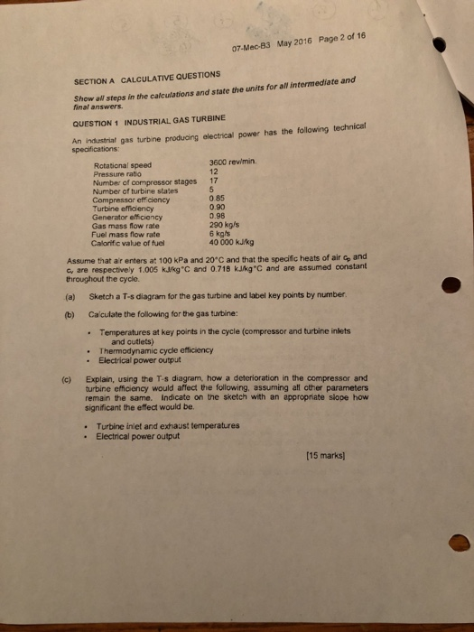 07-Mec-83 May 2016 Page 2 Of 16 SECTION A CALCULATIVE | Chegg.com