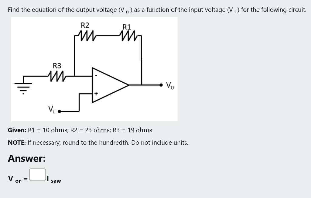 Solved Find the equation of the output voltage (Vo) as a | Chegg.com