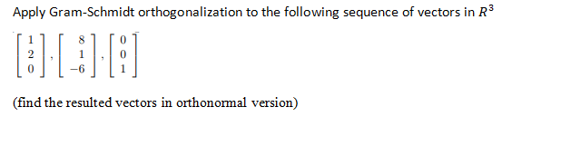 Solved Apply Gram-Schmidt Orthogonalization To The Following | Chegg.com