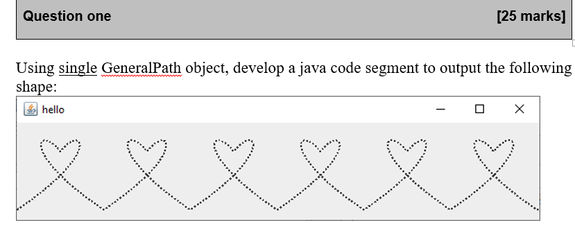 Solved Question one [25 marks] Using single GeneralPath | Chegg.com