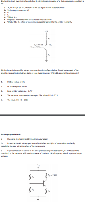Solved Q1. For the circuit given in the figure below B-100. | Chegg.com