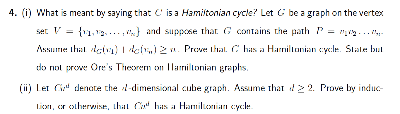 Solved 4 I What Is Meant By Saying That C Is A Hamilto Chegg Com