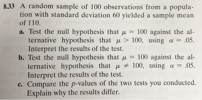 Solved A Random Sample Of 100 Observations From A Population | Chegg.com