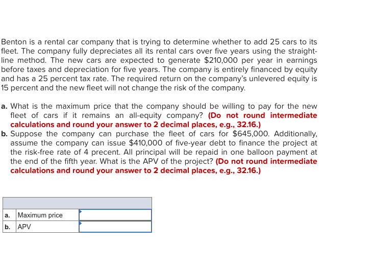 Benton is a rental car company that is trying to