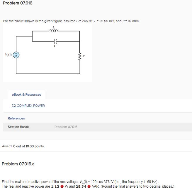 Solved Problem 07016 For the circuit shown in the given | Chegg.com
