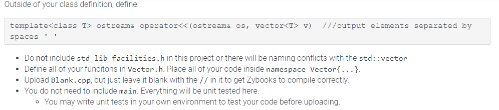 Solved 10.15 Vector with Template Implement the template | Chegg.com