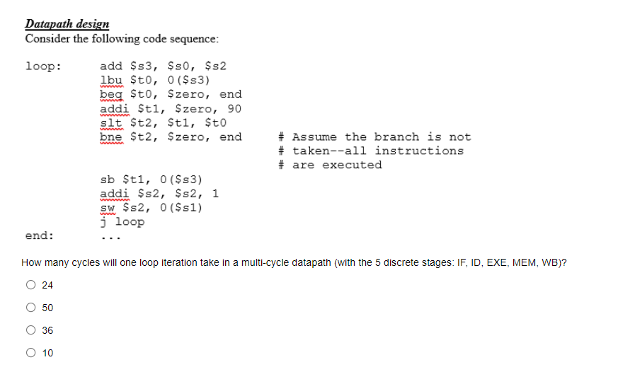 Solved Datapath design Consider the following code sequence: | Chegg.com
