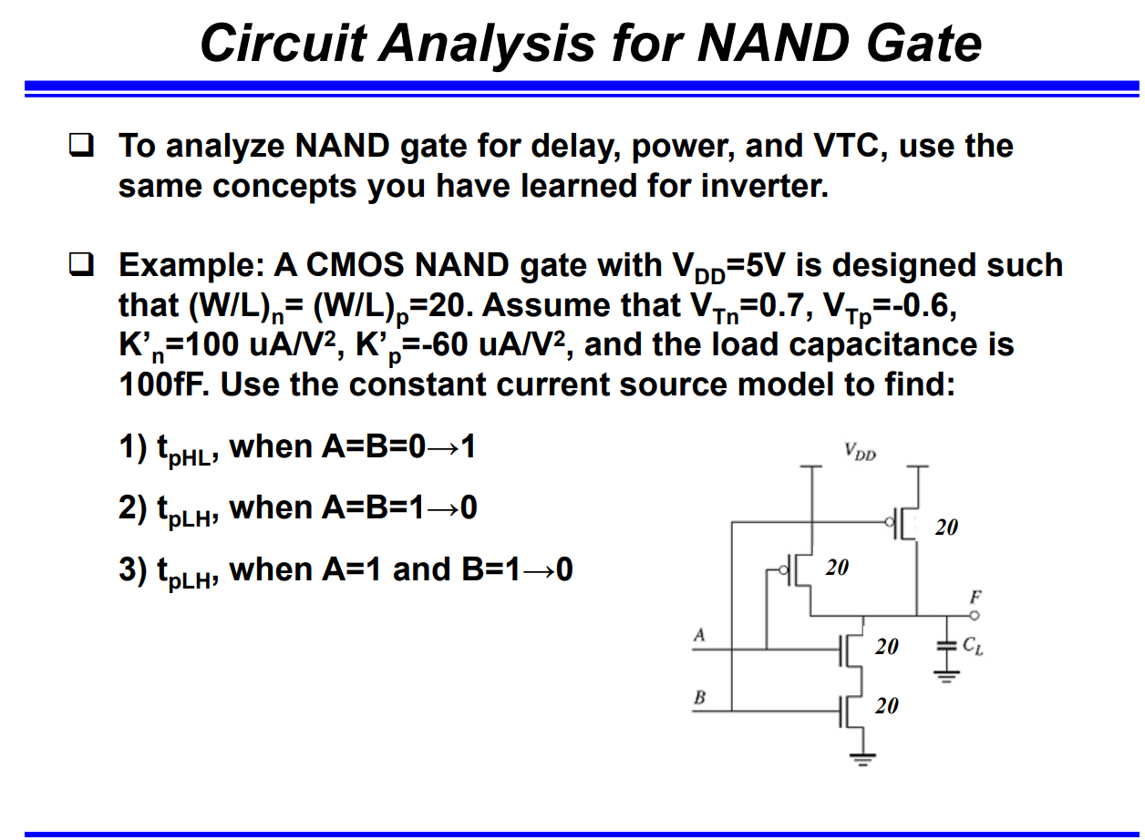 Solved To analyze NAND gate for delay, power, and VTC, use | Chegg.com
