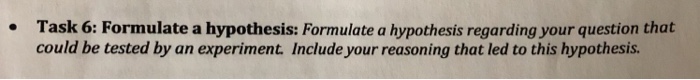 formulate the hypothesis for this investigation