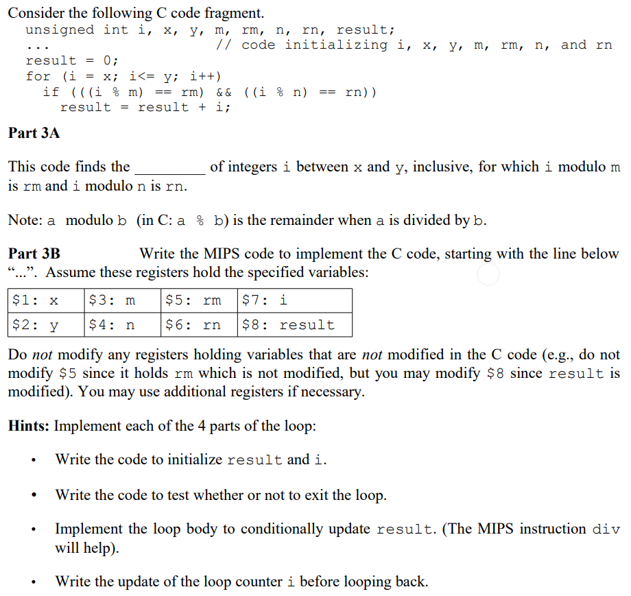 Consider the following C code fragment. unsigned int | Chegg.com