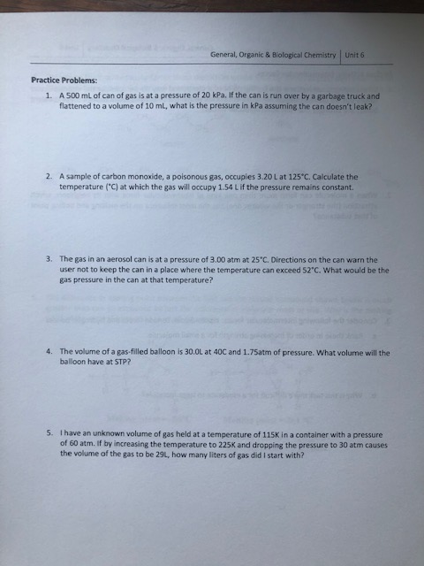 Solved General, Organic & Biological Chemistry Unit 6 | Chegg.com