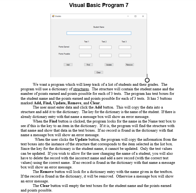 Solved Visual Basic Program 7 Grades X Student Name Port | Chegg.com