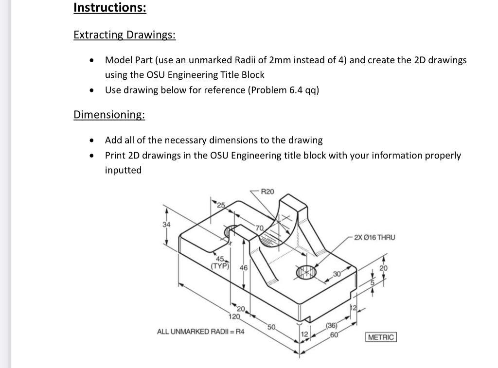 Solved Instructions: Extracting Drawings: Model Part (use an | Chegg.com