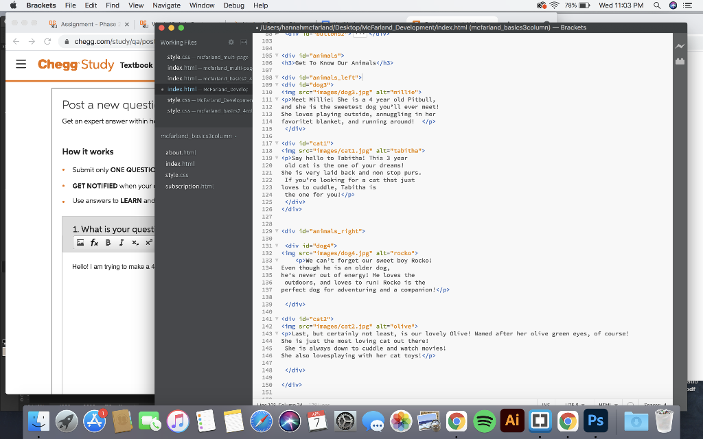Solved Hello! I am trying to make a 4 column in HTML and CSS | Chegg.com
