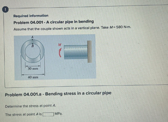 Solved Required Information Problem 04.001 - A Circular Pipe | Chegg.com