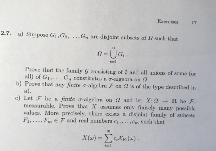 Solved Exercises 17 2.7. A) Suppose G1,G2, . . . ,Gn Are | Chegg.com