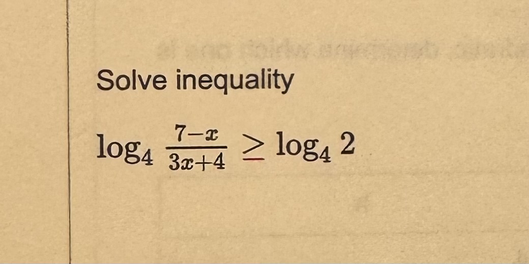 Solved Solve inequality log43x+47−x≥log42 | Chegg.com