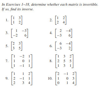 Solved In Exercises 1-18, determine whether each matrix is | Chegg.com
