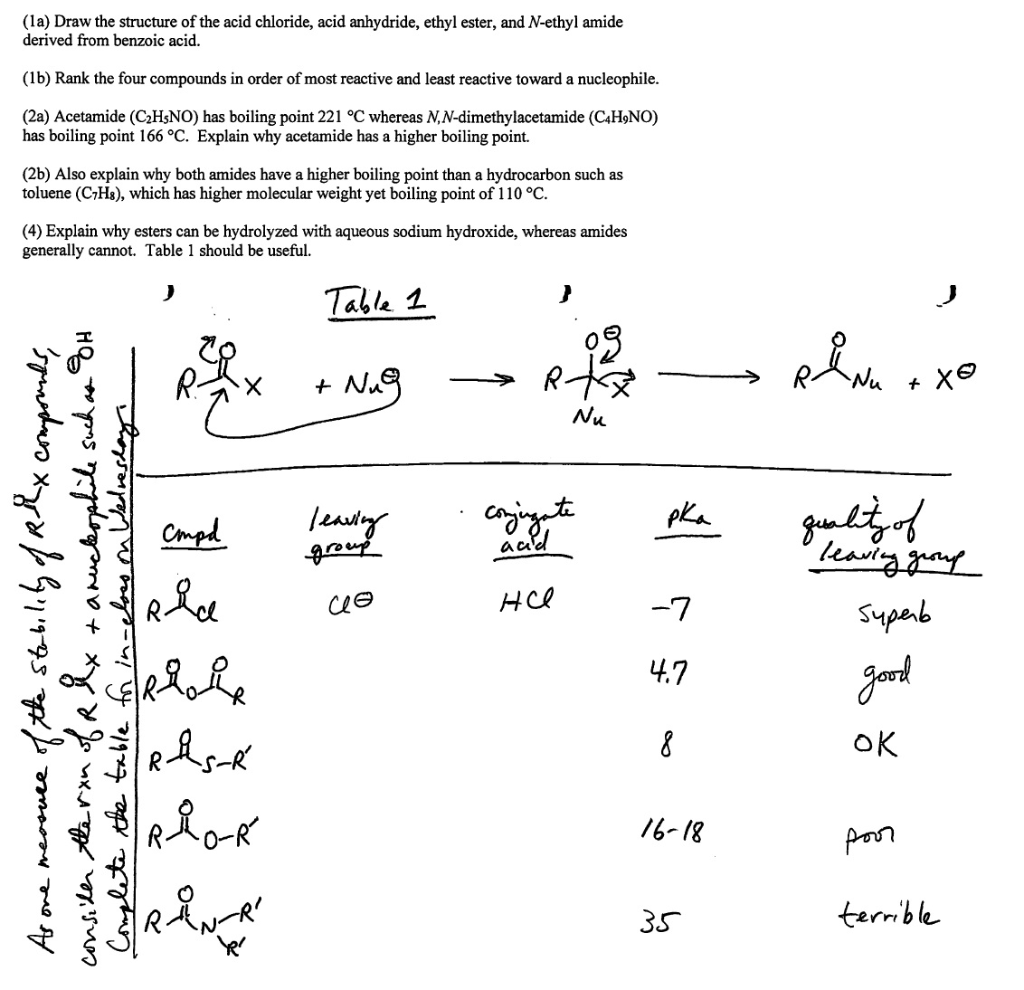 Solved (la) Draw the structure of the acid chloride, acid