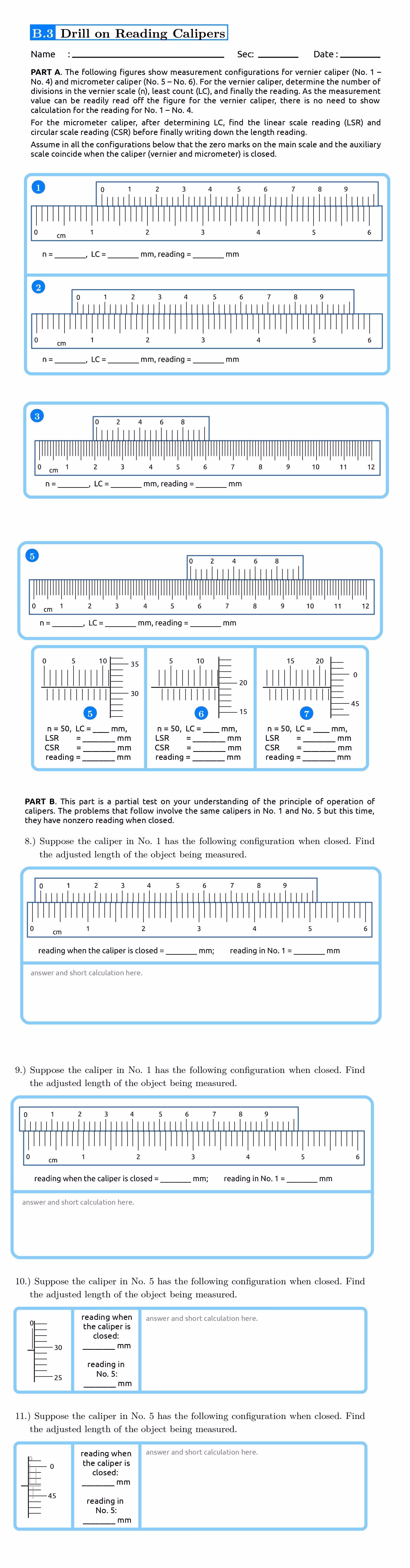 Drill On Reading CalipersHow To Answer Part A & B | Chegg.com