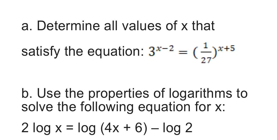 Solved a. Determine all values of x that satisfy the | Chegg.com