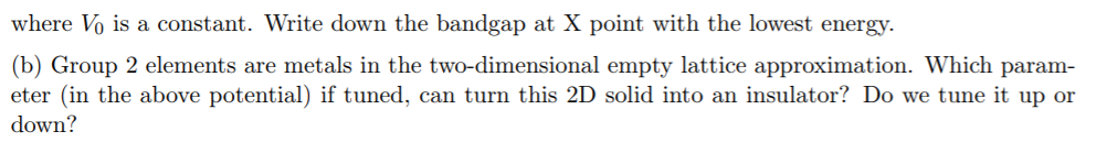 Q3. Nearly Free Electron Model in 2D Consider a 2D | Chegg.com