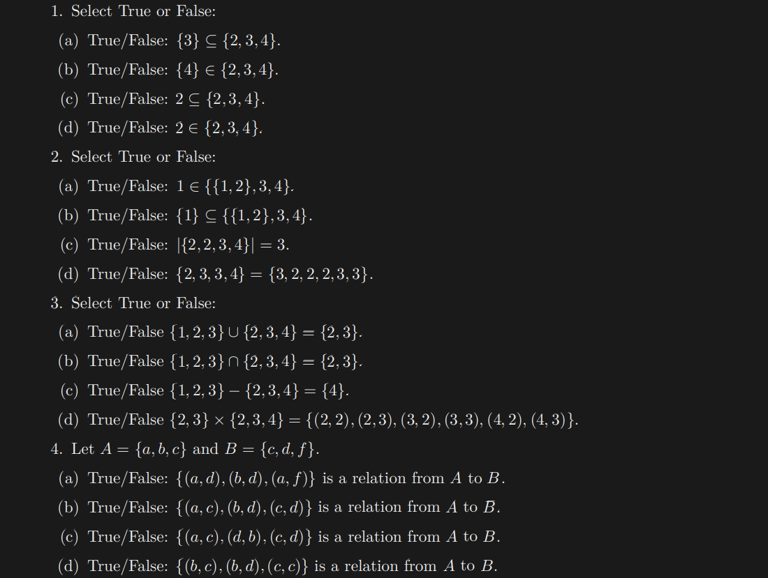 Solved 1 Select True Or False A True False 3 2 Chegg Com