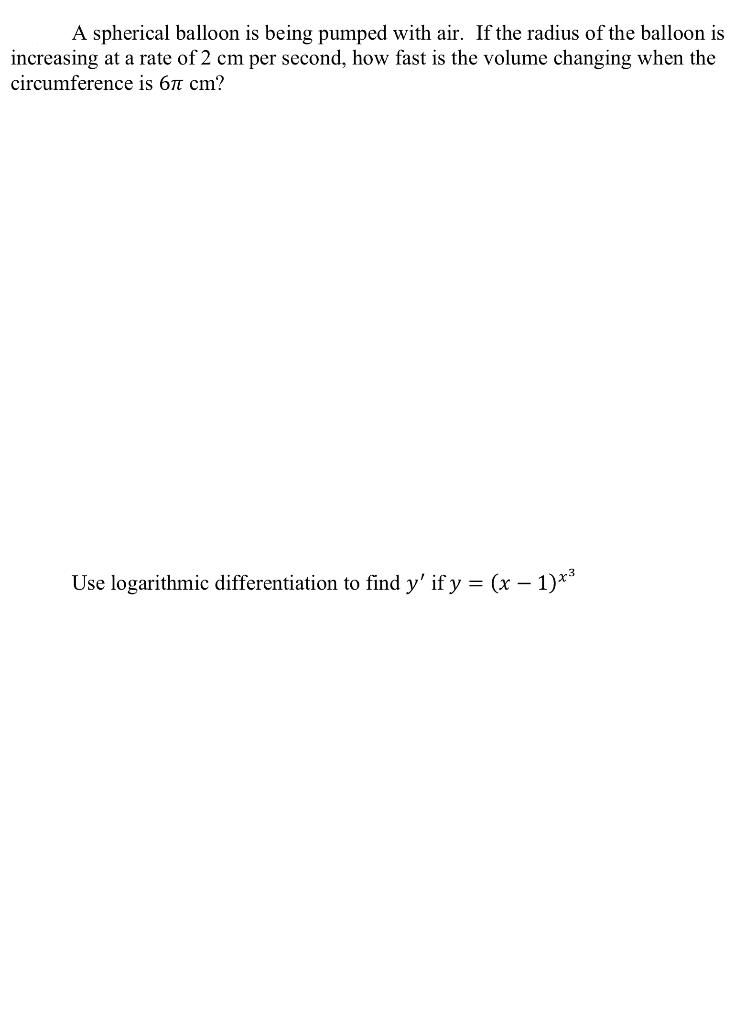 Solved A Spherical Balloon Is Being Pumped With Air. If The | Chegg.com