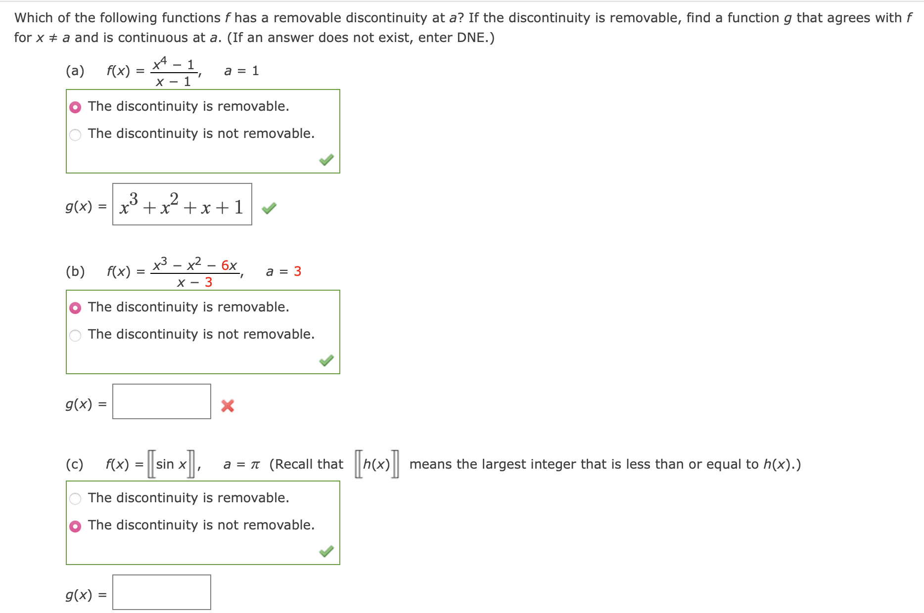 Solved Hich Of The Following Functions F Has A Removable