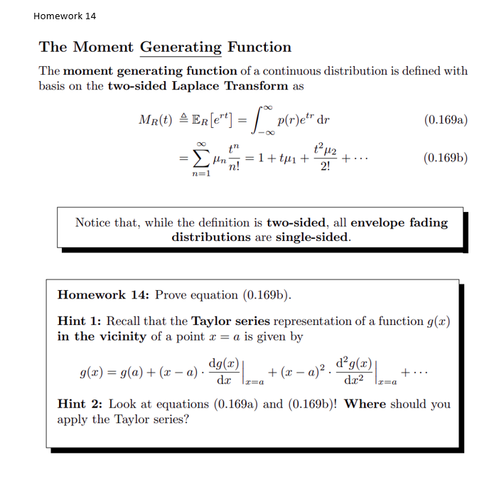 Solved Homework 14 The Moment Generating Function The moment | Chegg.com