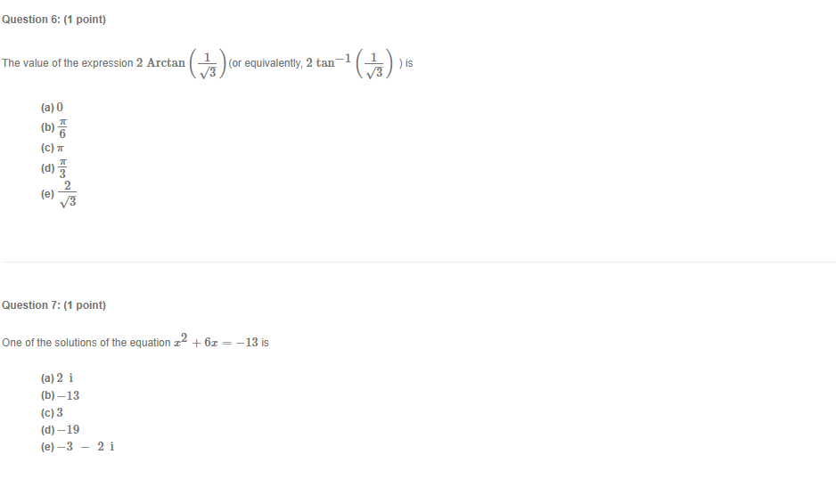 Solved The value of the expression 2Arctan(31) (or | Chegg.com