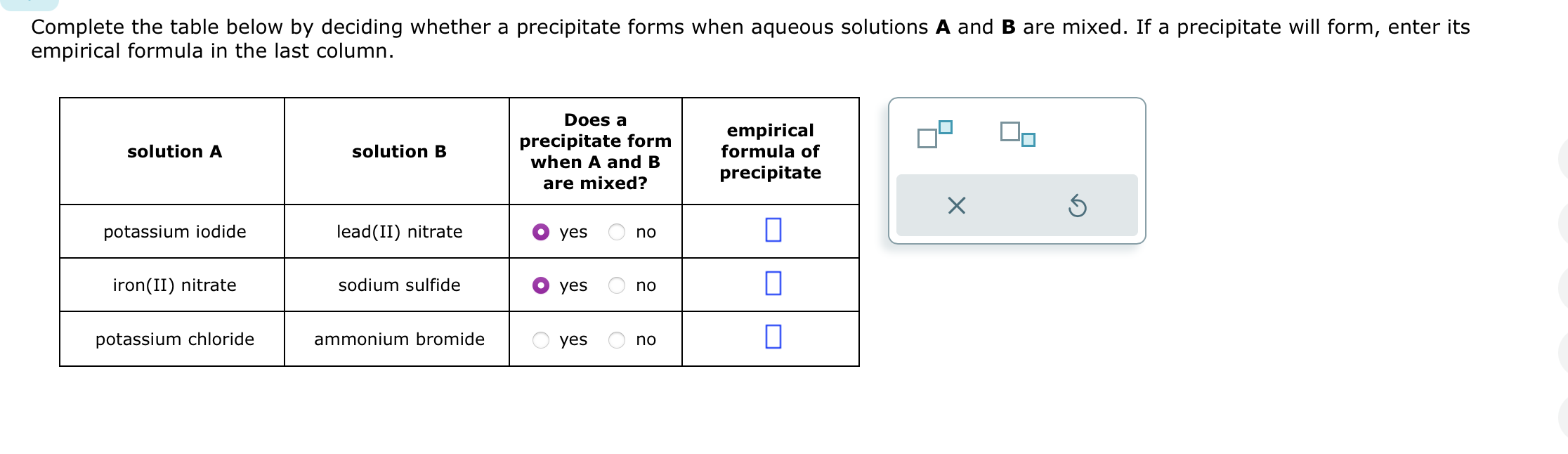 Solved Complete The Table Below By Deciding Whether A | Chegg.com