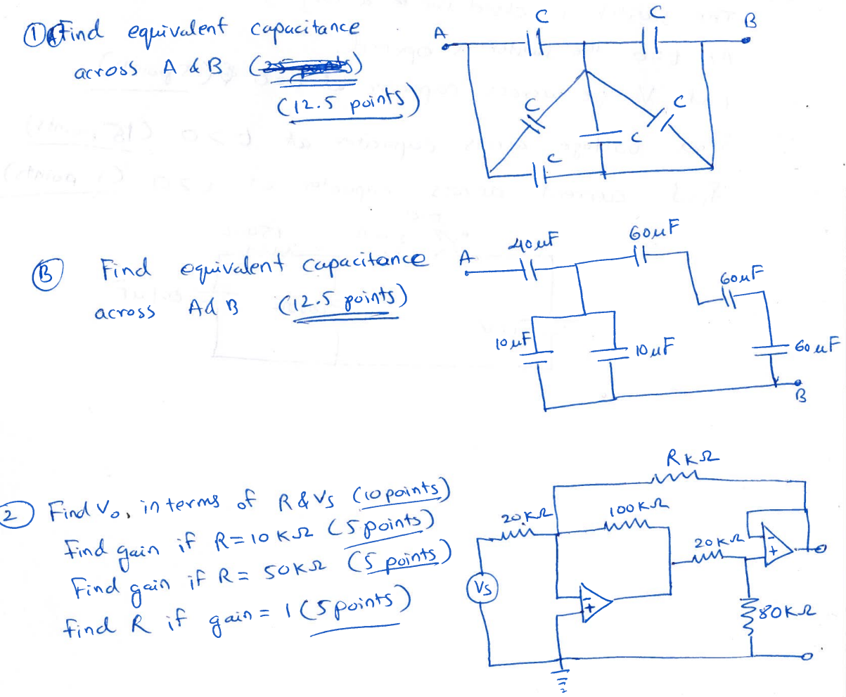 Solved (1) Find Equivalent Capacitance Across A&B (12.5 | Chegg.com