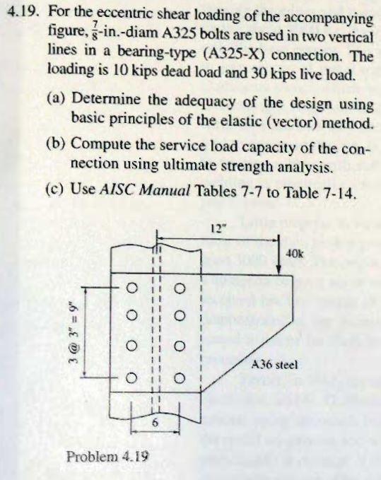 4.19. For the eccentric shear loading of the | Chegg.com