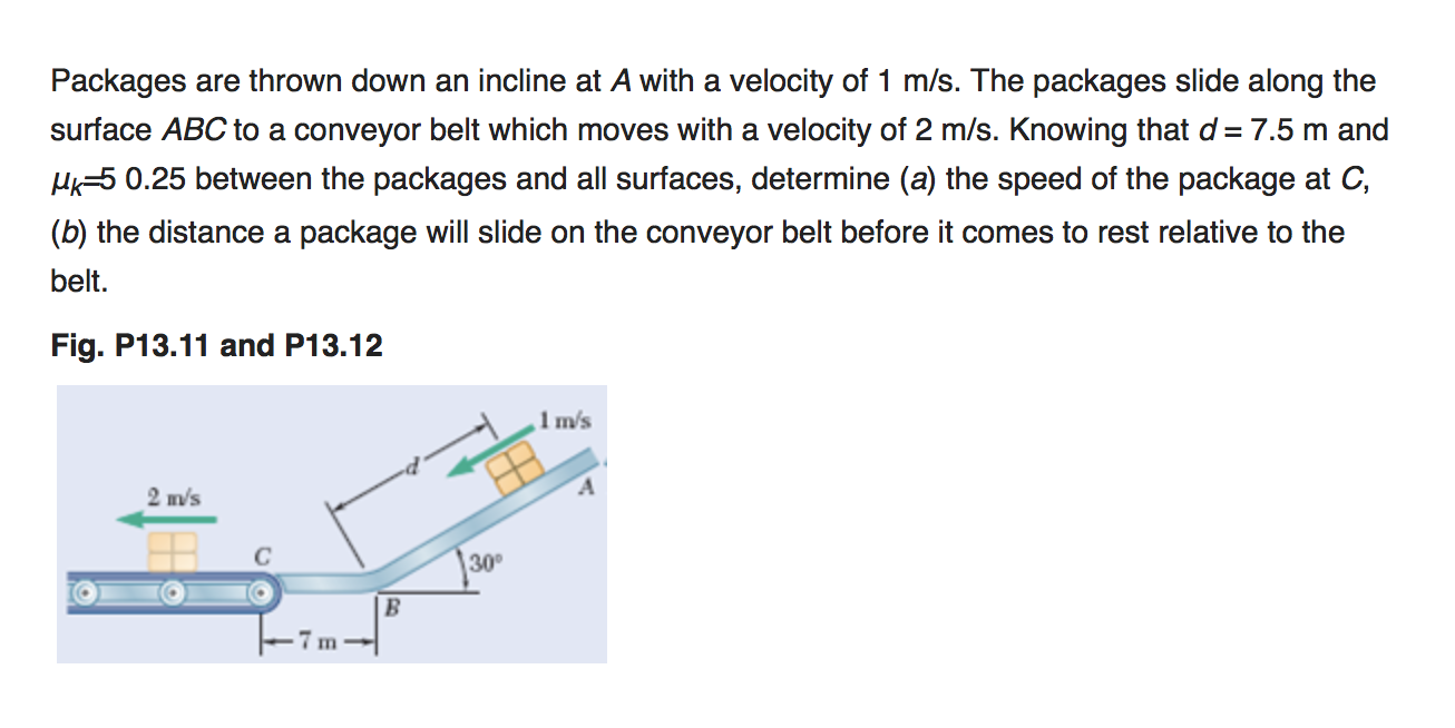 Solved Packages are thrown down an incline at A with a