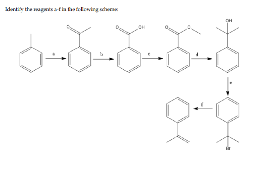 Solved Identify the reagents a-f in the following scheme: OH | Chegg.com