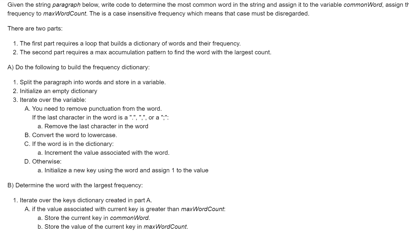 Solved Given the string paragraph below, write code to