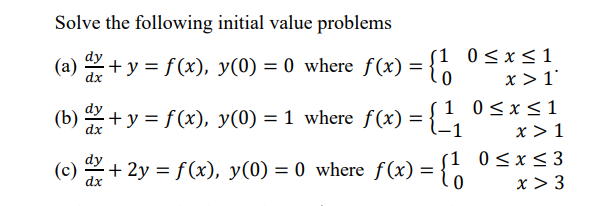 Solved Solve the following initial value problems (a) | Chegg.com