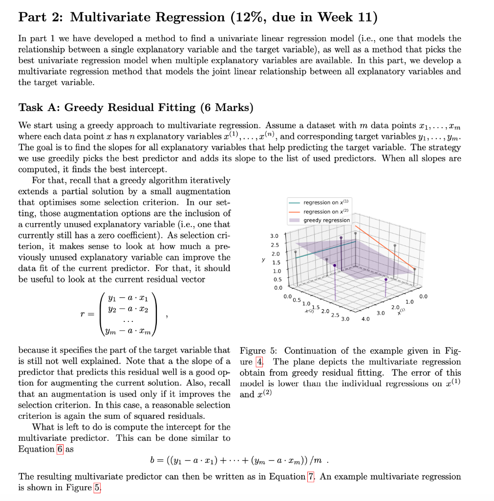 Part 2: Multivariate Regression (12%, due in Week 11) | Chegg.com