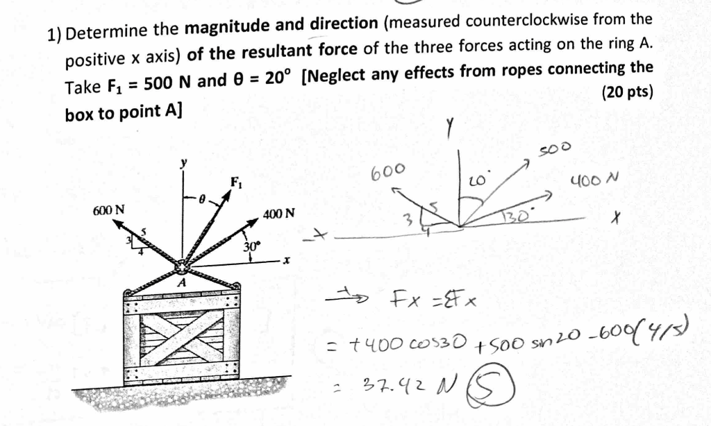 Solved 1) Determine The Magnitude And Direction (measured | Chegg.com