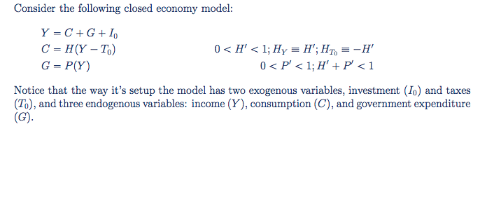 Consider The Following Closed Economy Model Y C Chegg Com