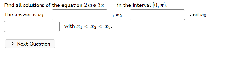 Solved Find all solutions of the equation 2cos3x=1 in the | Chegg.com